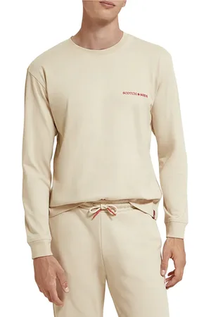 Scotch&Soda Unisex Organic Cotton Long Sleeve Crewneck T-shirt Stone