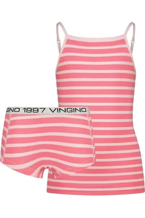 Vingino G-so24-5 Stripe Singlet Set Electric Pink