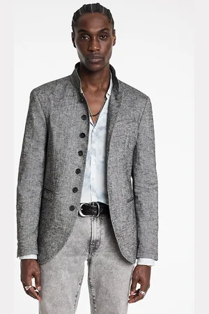 John Varvatos Slim Fit Multi Btn Closure Jacket With S Med Grey