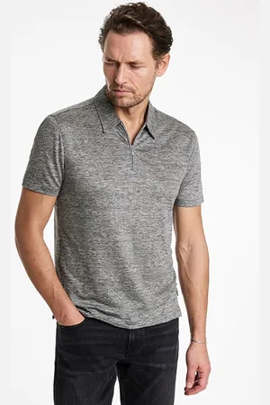 John Varvatos Casillas Regular Fit Ss Polo With Quarte Med Grey