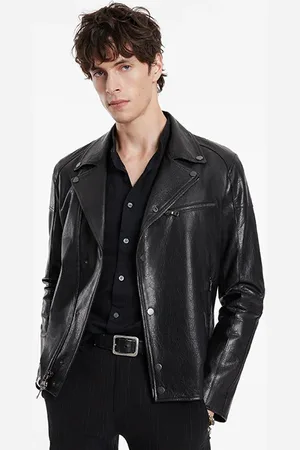 John Varvatos Slim Fit Biker Jacket With Snap/zip Clos Black