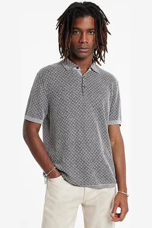 John Varvatos Porto Regular Fit Ss Polo With Pique Sti Black