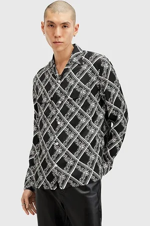 AllSaints Grid Ls Shirt Jet Black