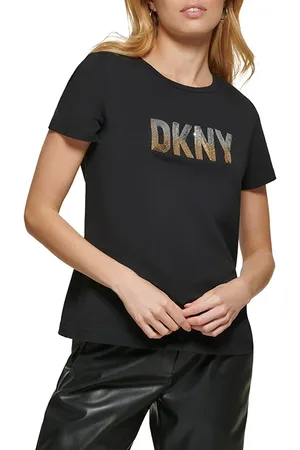DKNY S/s Crew Neck Sequin Blk/gold