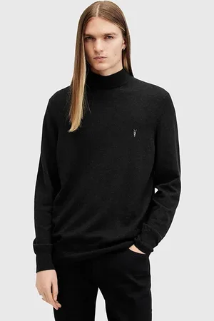 AllSaints Kilburn Mock Neck Cinder Black Marl