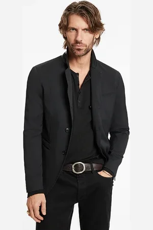 John Varvatos Cut Away Notch Lapel Jacket Black