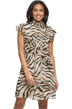 DKNY Flutter Slv Mock Nec Blk/cream