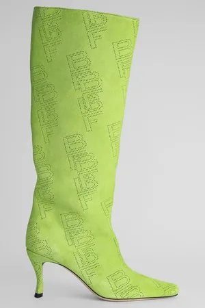 By Far Stevie 42 Bright Green Perforated Suede Leather Green
