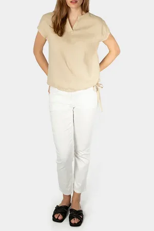 Sandwich Blouse Woven Cap Sleeves Fields Of Rye