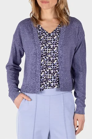 Sandwich Cardigan Long Sleeves Parachute Purple