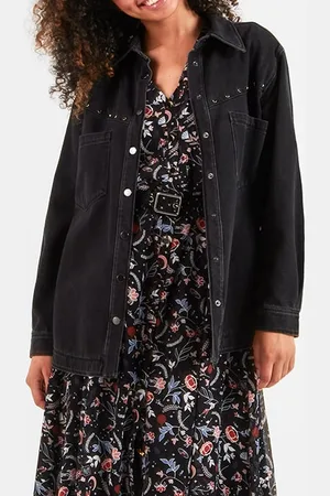 ICODE Black Studded Denim Overshirt