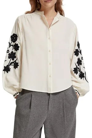 Scotch&Soda Shirt With Embroidered Sleeve Soft Ice