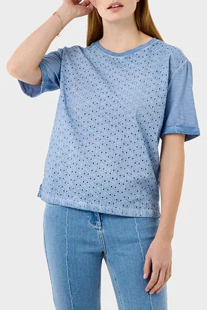 Sandwich Top Met Broderie Blissful Blue