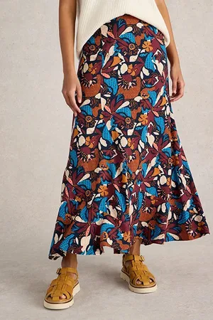 White Stuff Sara Maxi Skirt Navy Print
