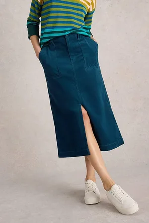 White Stuff Maren Organic Cord Skirt Dark Teal