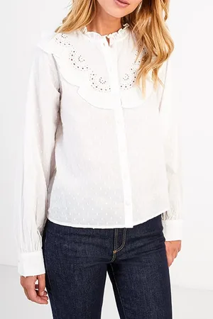 ICODE Off-white Blouse With Embroidered Dickey