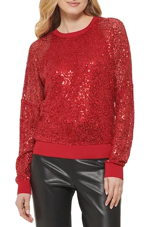 DKNY Womens Knit Top Scarlet