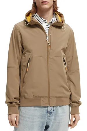Scotch&Soda Classic Hooded Short Soft-shell Nylon Jacket Moon Sand