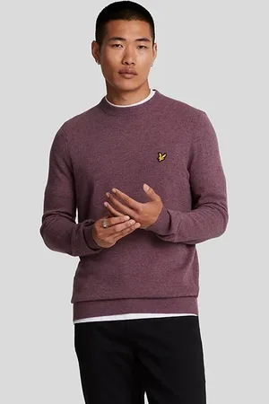 Lyle & Scott Lambswool Blend Crew Neck Jumper Highland Mauve Marl