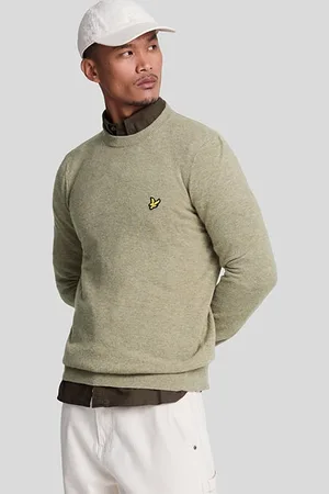 Lyle & Scott Lambswool Blend Crew Neck Jumper Sage Uniform Marl