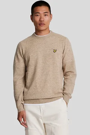Lyle & Scott Lambswool Blend Crew Neck Jumper Heritage Taupe Marl