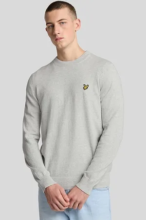 Lyle & Scott Cotton Merino Crew Neck Jumper Light Grey Marl