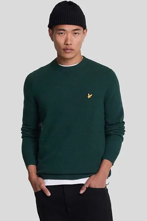 Lyle & Scott Lambswool Blend Crew Neck Jumper Argyle Teal Marl