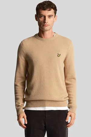 Lyle & Scott Crew Neck Lambswool Blend Jumper Cairngorn Khaki Marl