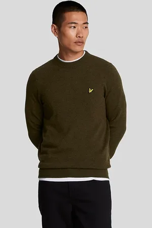 Lyle & Scott Lambswool Blend Crew Neck Jumper Olive Marl