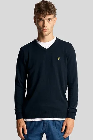 Lyle & Scott Cotton Merino V Neck Jumper Dark Navy