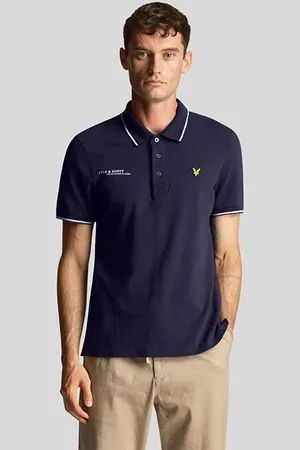 Lyle & Scott Co-ordinate Print Tipped Polo Shirt Navy/ White