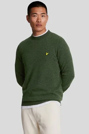 Lyle & Scott Lambswool Blend Crew Neck Jumper Dark Green Marl