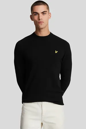 Lyle & Scott Lambswool Blend Crew Neck Jumper Jet Black Marl