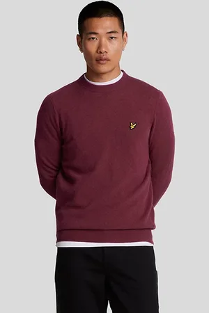 Lyle & Scott Lambswool Blend Crew Neck Jumper Burgundy Marl
