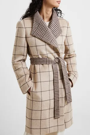 French Connection Fran Wool Ls Belted Coat Brown
