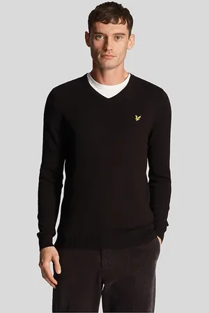 Lyle & Scott Cotton Merino V Neck Jumper Jet Black