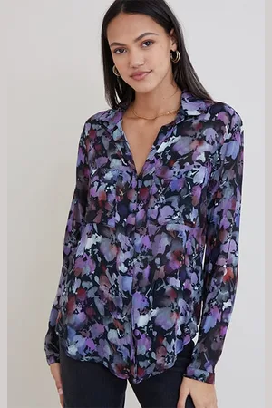 Bella Dahl Full Button Down Hipster Shirt Evening Floral Print