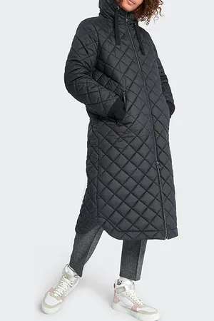ICODE Black Quilted Long Padded Jacket