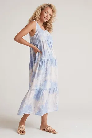 Bella Dahl Tie Shoulder Maxi Tier Dress Galaxy Wash