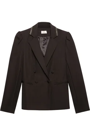 Oltre Double-breasted Blazer With Chainlets Black