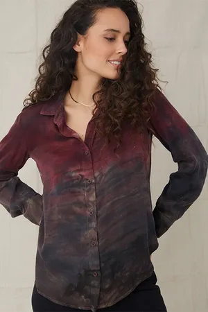 Bella Dahl Flowy Button Down Wildberry Horizon Dye