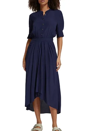 Scotch&Soda High Low Hem Midi Dress Navy Blue