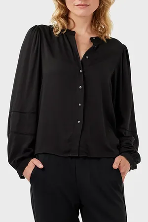 Sandwich Blouse Woven Long Sleeves 22002037 Black