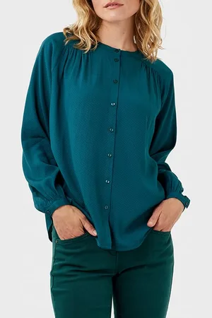 Sandwich Blouse Woven Long Sleeves 22002038 Deep Teal