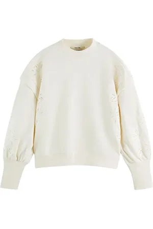 Scotch&Soda Puff Sleeve Embroidery Sweatshirt Vanilla White