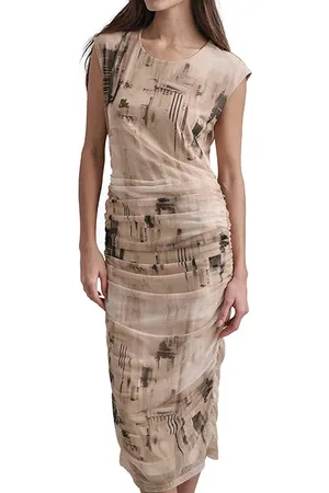 DKNY S/s Print Mesh Dress Ivo/sndlwd Mlt