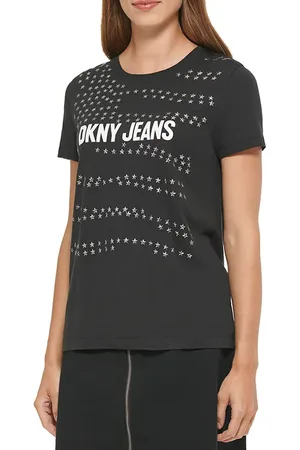 DKNY S/s Crw Nk Frnt All Black