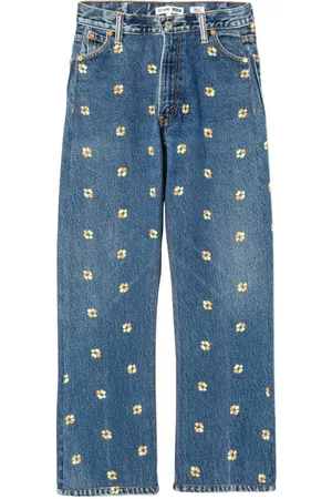 RE/DONE 70s Loose Flare Floral Indigo