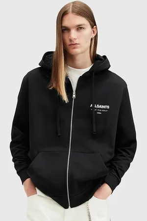 AllSaints Underground Zip Hood Jet Black