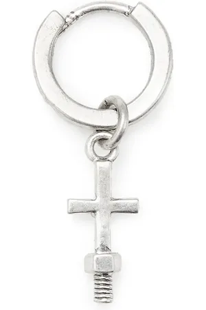 AllSaints Jude Cross Hoop Warm Silver